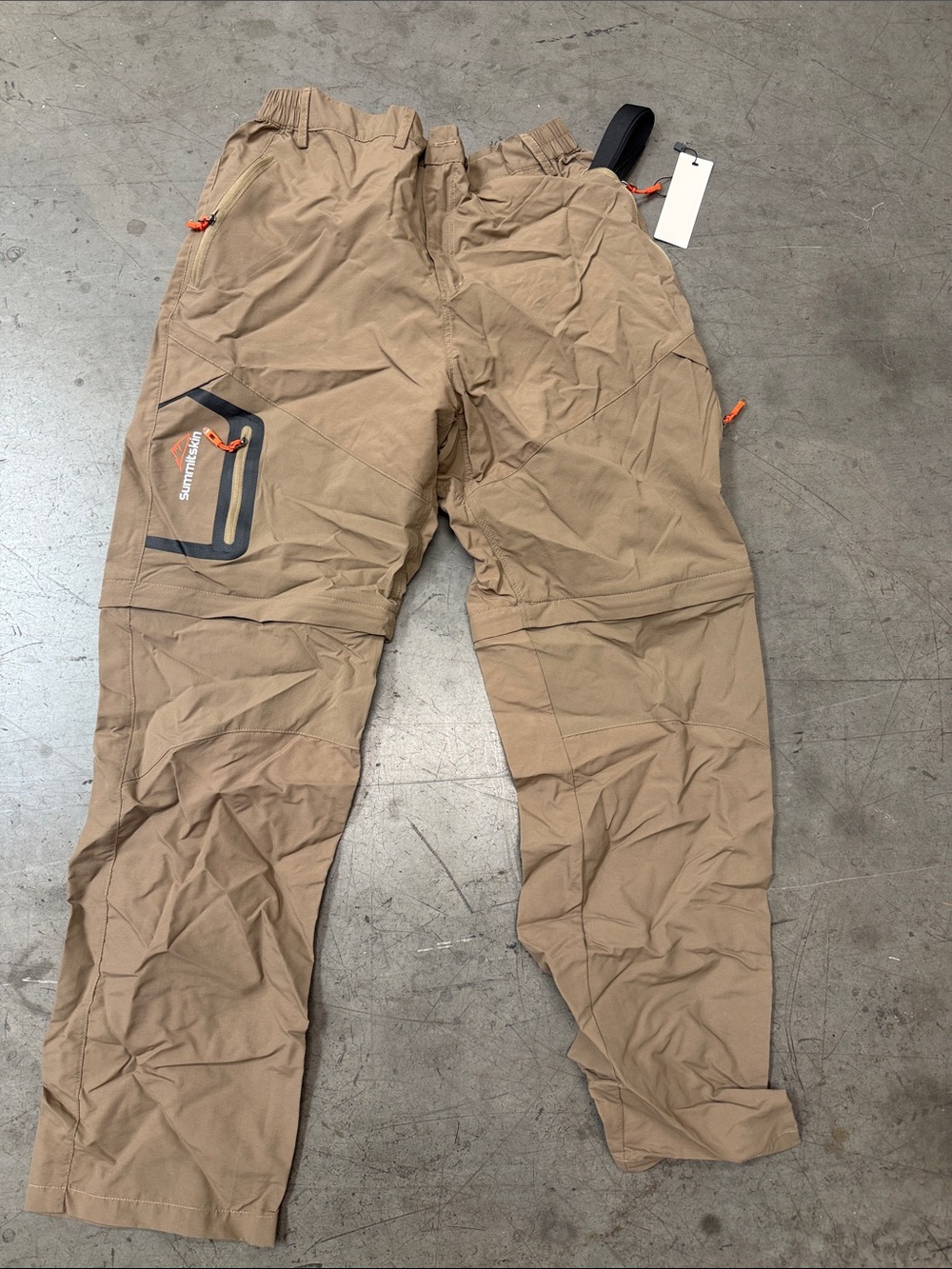 Men's Tan Cargo Utility Pants with Contrast Zip Details